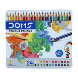 DOMS Colour Pencil 24 Shades - Flat Tin Pack